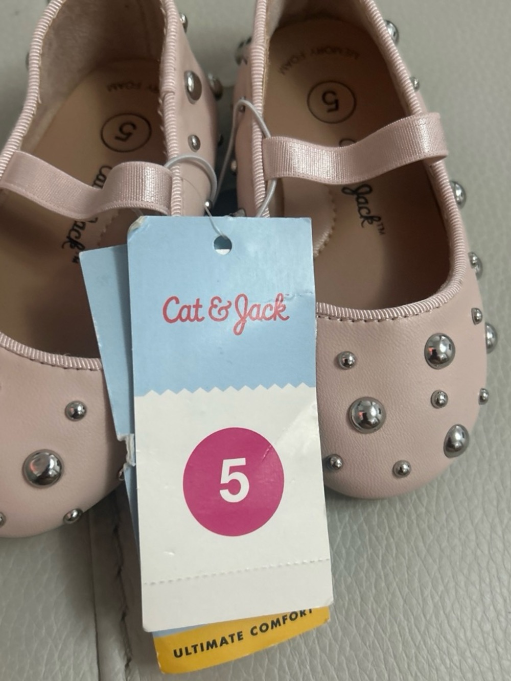 Cat & Jack Pale Pink Studded Mary Jane Flats